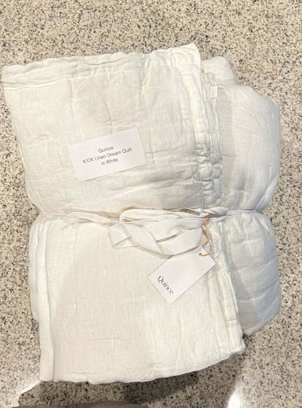 Quince European Linen Dream Quilt in White King/California King